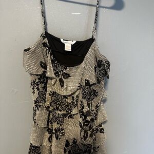 Candie's Black Floral Velvet Ruffle Dress